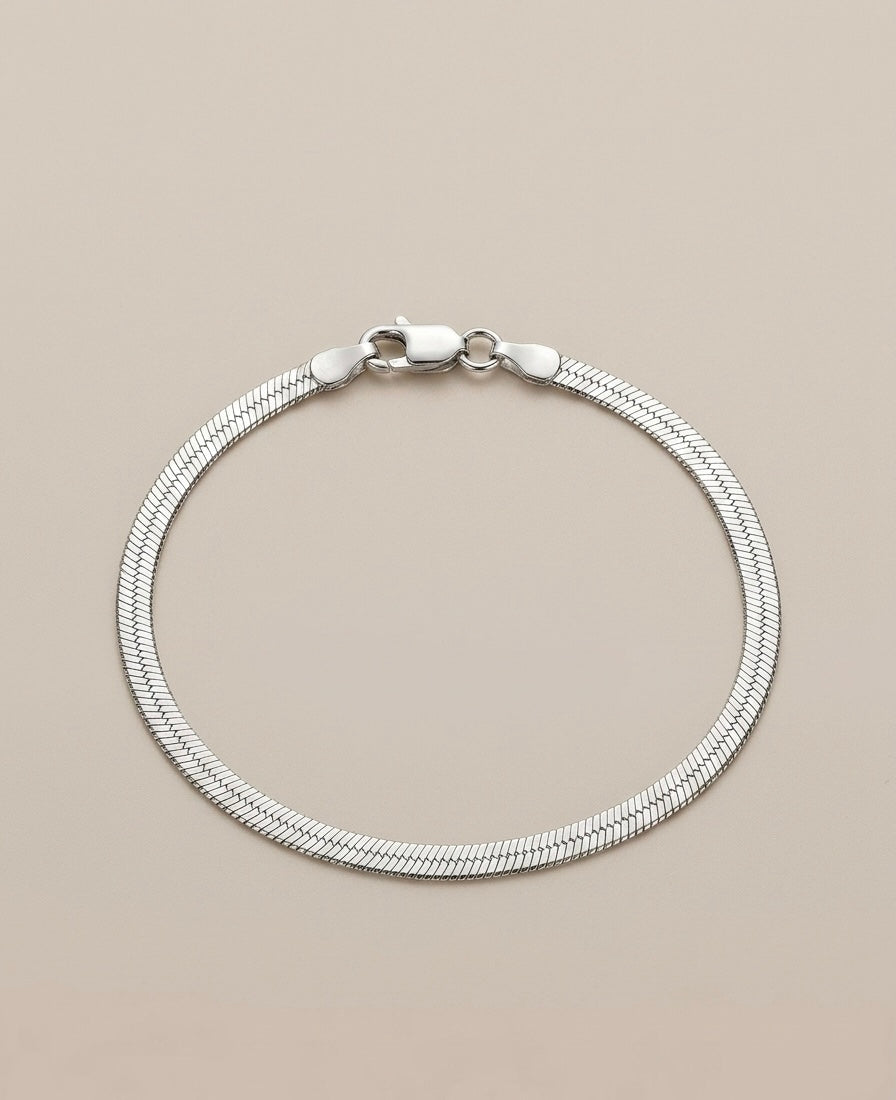 Pulseira Malha Fita Lisa Prata 925