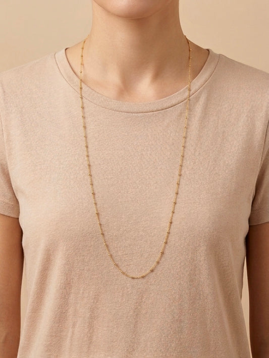 Colar Longo Bolinhas Banhado a Ouro 18k