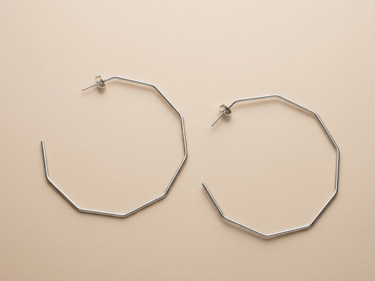Octagon Hoop Earring - Steel