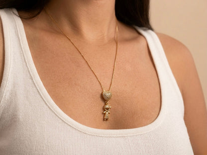 Boy Pendant, Pavé Setting
