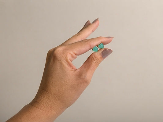 Conjunto Coração Verde Banhado a Ouro