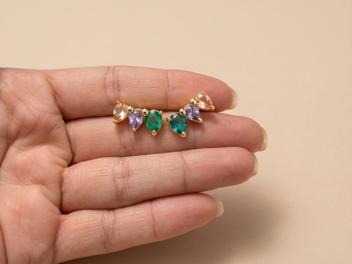 Brinco Ear Cuff 3 Gotas Banhado a Ouro