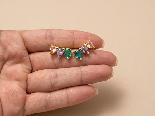 Brinco Ear Cuff 3 Gotas Banhado a Ouro