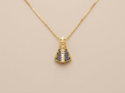 Colar Nossa Senhora Cravejado Banhado a Ouro 18k