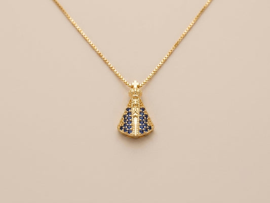 Colar Nossa Senhora Cravejado Banhado a Ouro 18k