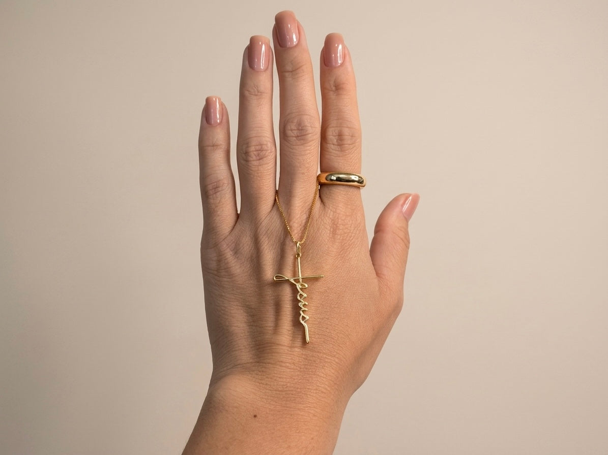 Colar Cruz Jesus Banhado a Ouro 18k