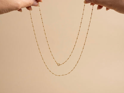 Colar Longo Bolinhas Banhado a Ouro 18k