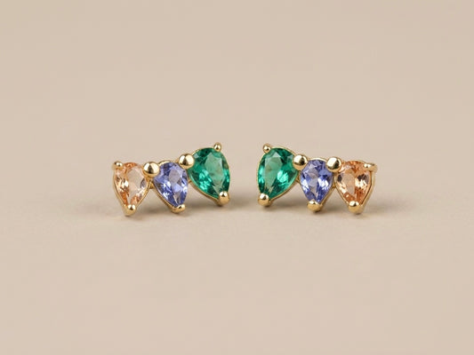 Brinco Ear Cuff 3 Gotas Banhado a Ouro