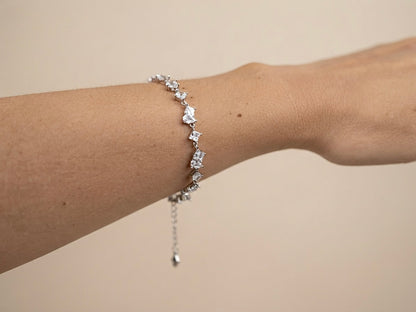 Pulseira Riviera Gota e Quadrado em Prata 925