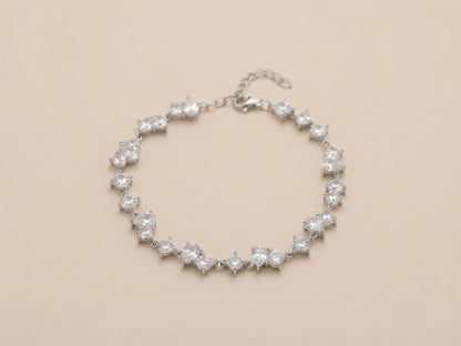 Pulseira Riviera Gota e Quadrado em Prata 925