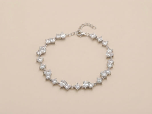 Pulseira Riviera Gota e Quadrado em Prata 925