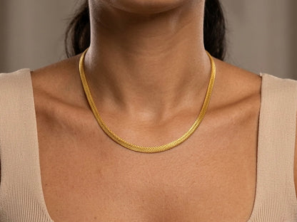 Choker Malha Trabalhada Banhada a Ouro
