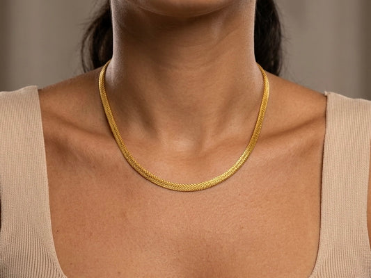 Choker Malha Trabalhada Banhada a Ouro