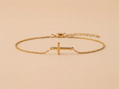 Pulseira Cruz Banhada a Ouro 18k