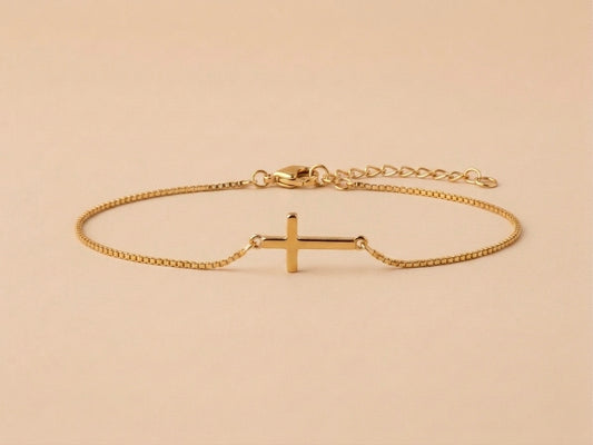 Pulseira Cruz Banhada a Ouro 18k