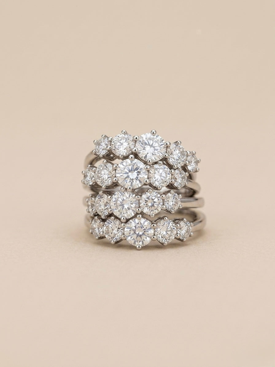 Anel Solitário Redondo Moissanite em Prata 925