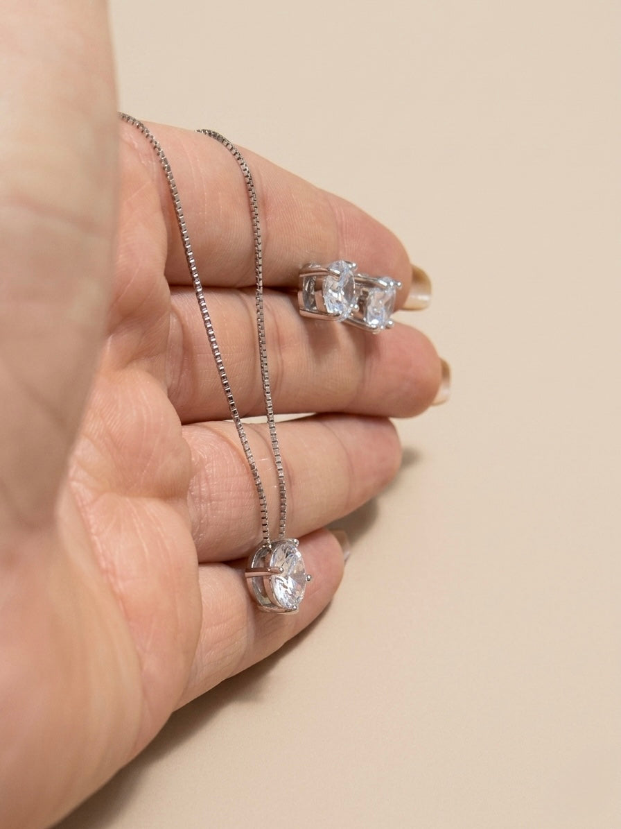 Conjunto Ponto de Luz em Prata 925