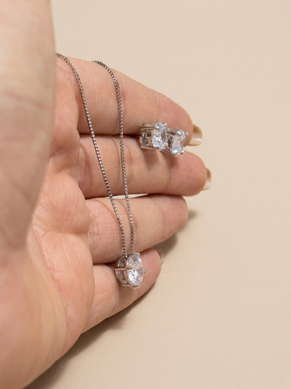 Conjunto Ponto de Luz em Prata 925