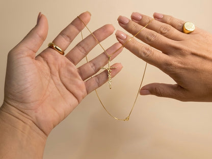 Colar Cruz Jesus Banhado a Ouro 18k