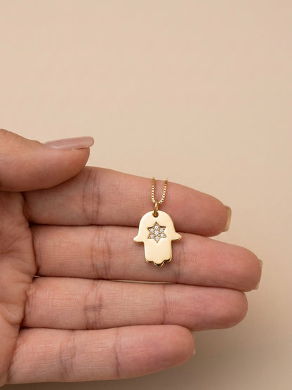 Colar Mão de Fátima Banhado a Ouro 18k