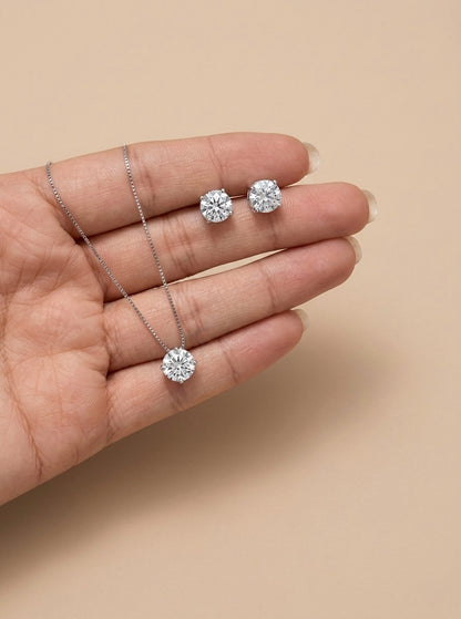 Conjunto Ponto de Luz em Prata 925