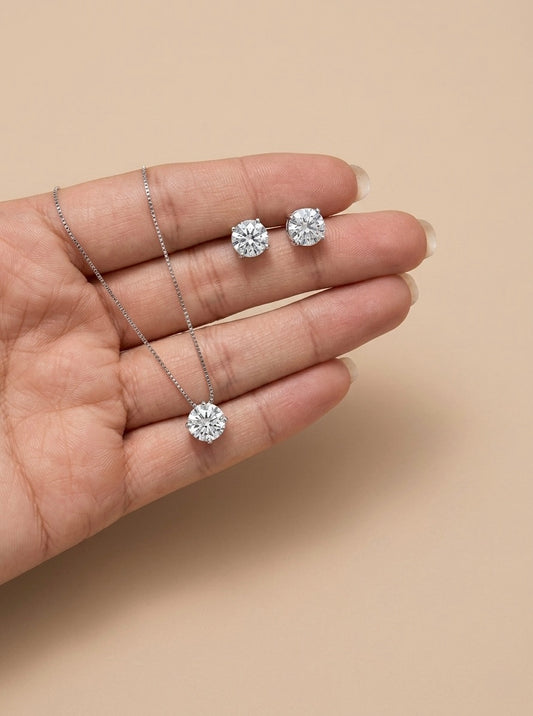 Conjunto Ponto de Luz em Prata 925