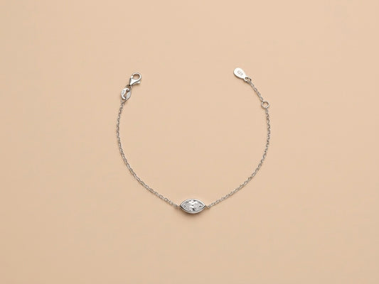 Pulseira com Zircônia Navete em Prata 925