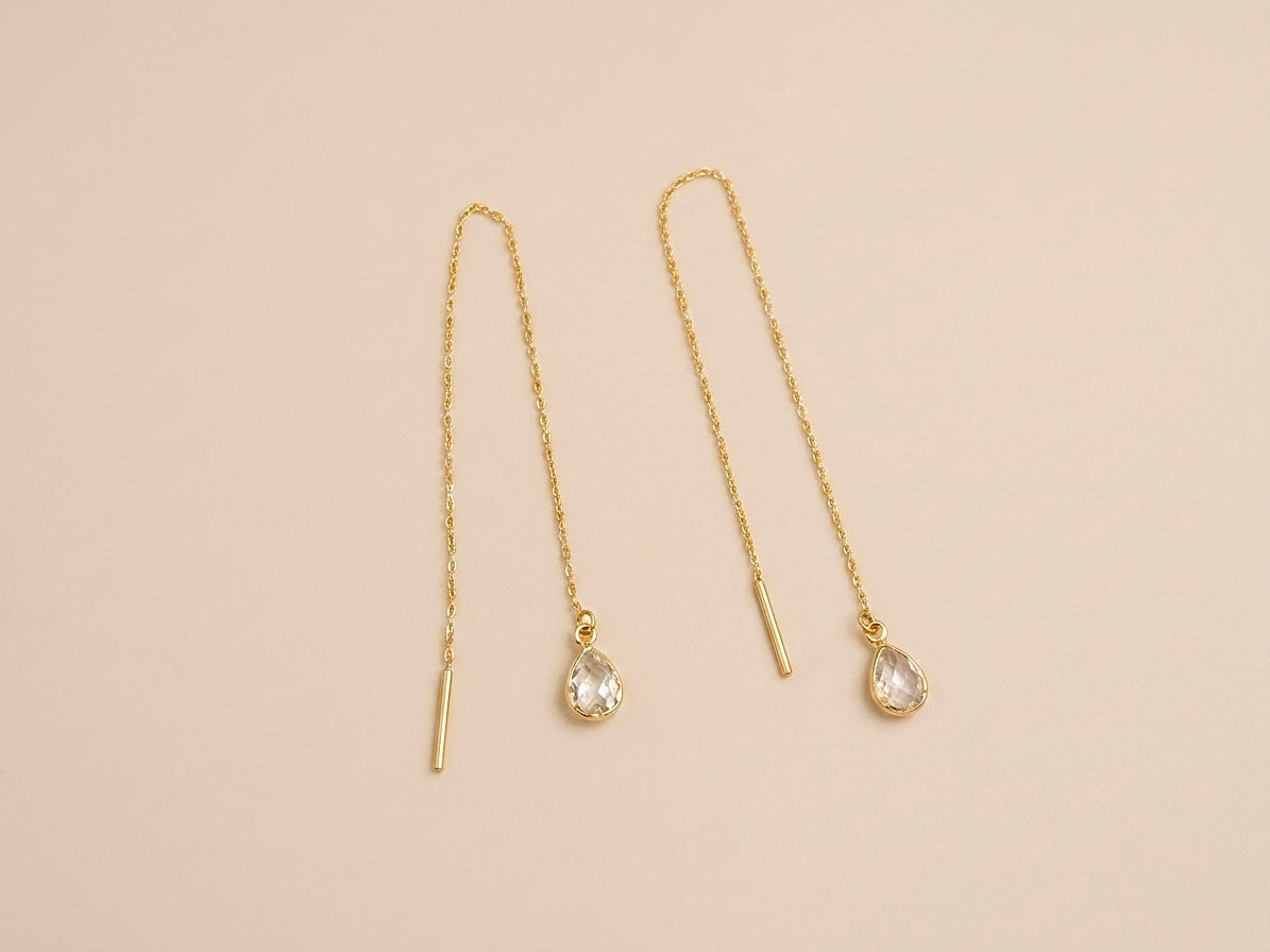 Brinco Passante Gota Cristal