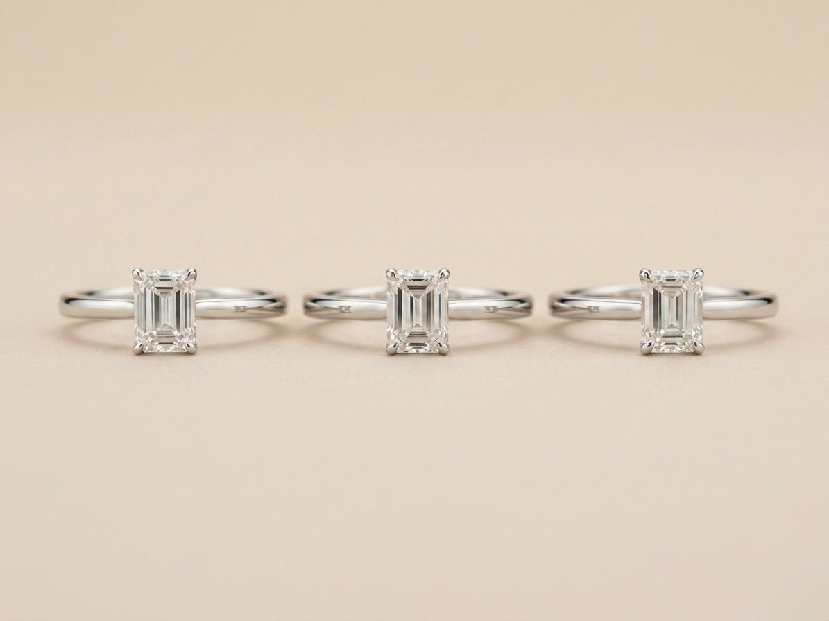 Anel Solitário Retangular Moissanite Liso em Prata 925
