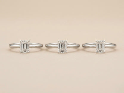 Anel Solitário Retangular Moissanite Liso em Prata 925