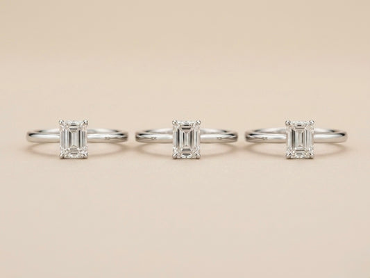 Anel Solitário Retangular Moissanite Liso em Prata 925