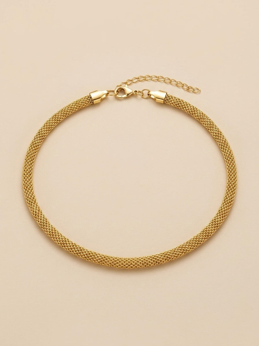 Choker Malha Trabalhada Banhada a Ouro