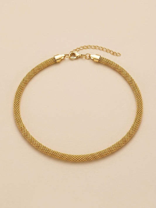 Choker Malha Trabalhada Banhada a Ouro
