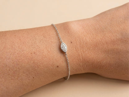 Pulseira com Zircônia Navete em Prata 925