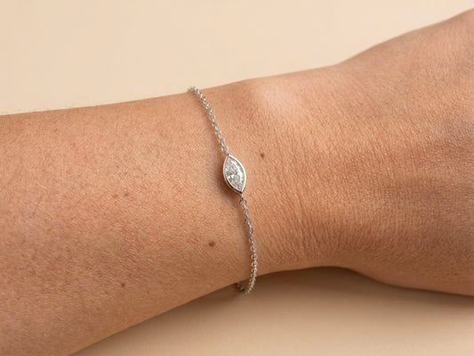 Pulseira com Zircônia Navete em Prata 925