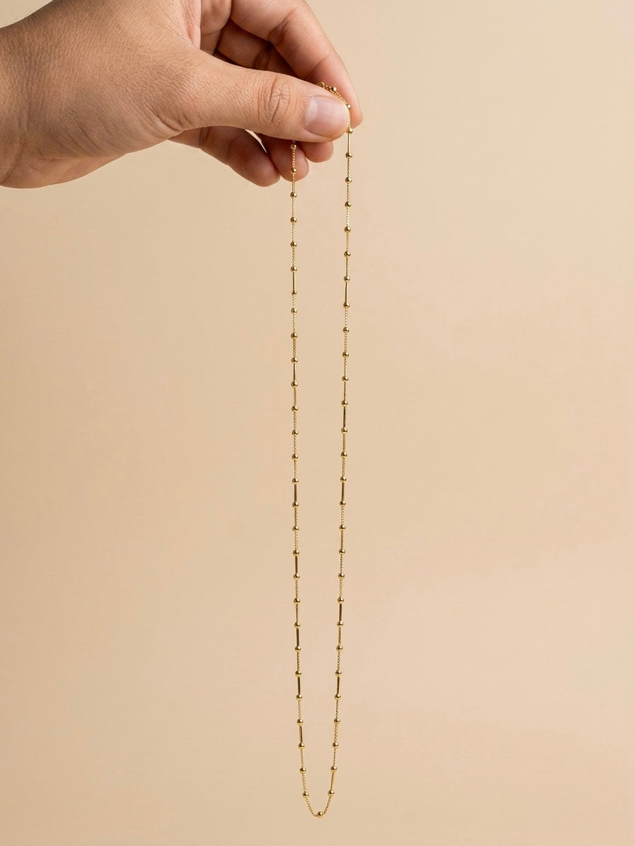 Colar Longo Bolinhas Banhado a Ouro 18k