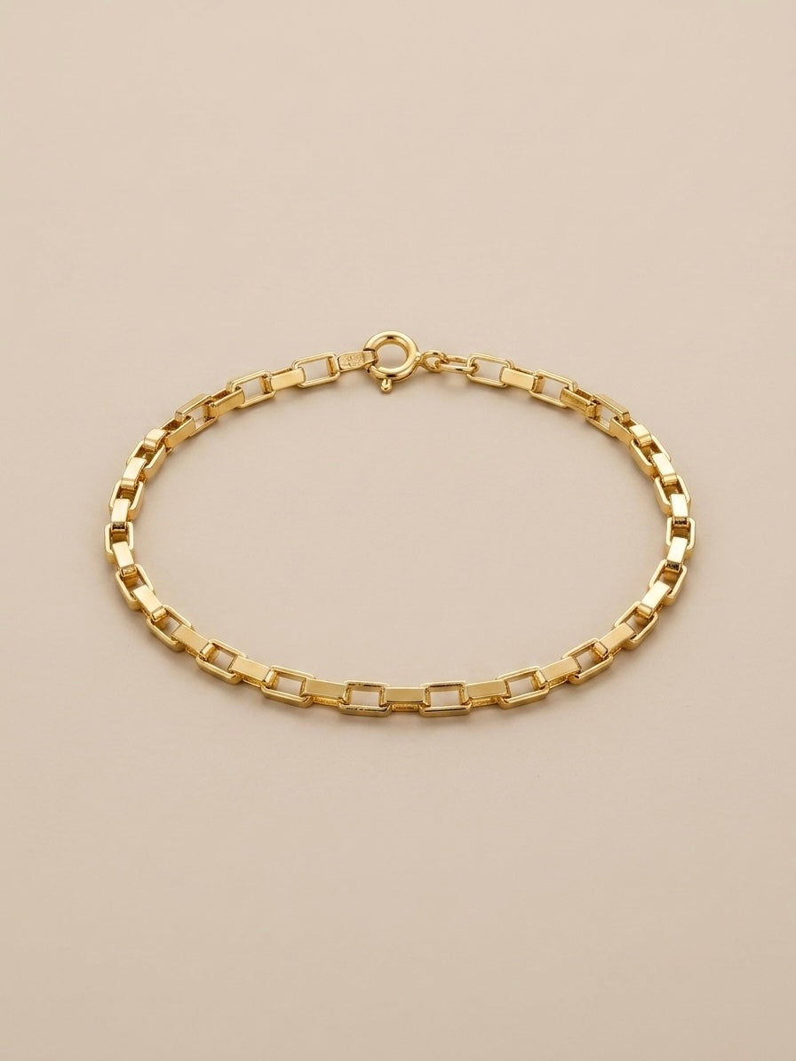 Pulseira Elos Retangulares Banhada a Ouro