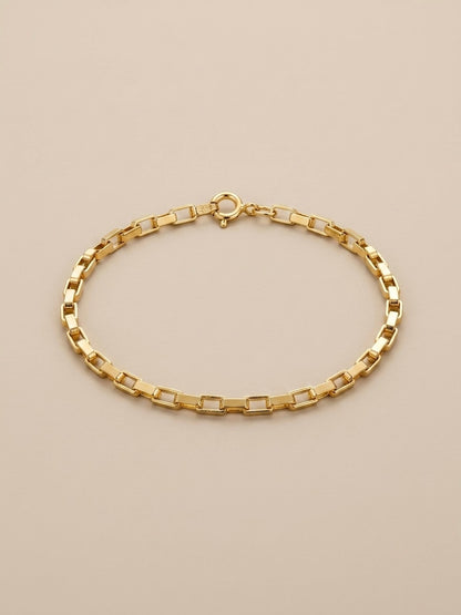 Pulseira Elos Retangulares Banhada a Ouro