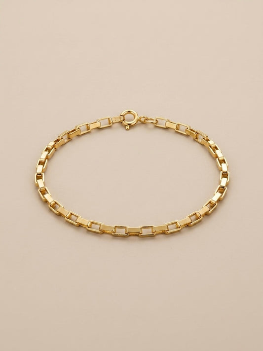 Pulseira Elos Retangulares Banhada a Ouro