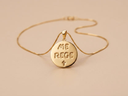 Colar Medalhão Me Rege Banhado a Ouro 18k