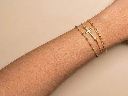 Pulseira Cruz Banhada a Ouro 18k