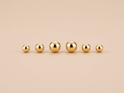 Trio de Brincos Bolinha Lisa Banhado a Ouro 18k