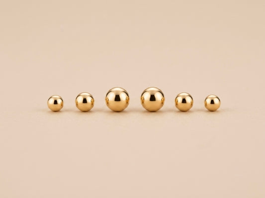 Trio de Brincos Bolinha Lisa Banhado a Ouro 18k