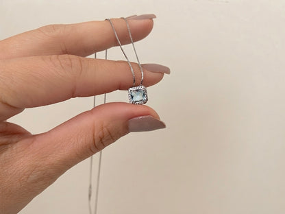 Conjunto Quadrado com Zircônia Azul Claro em Prata 925