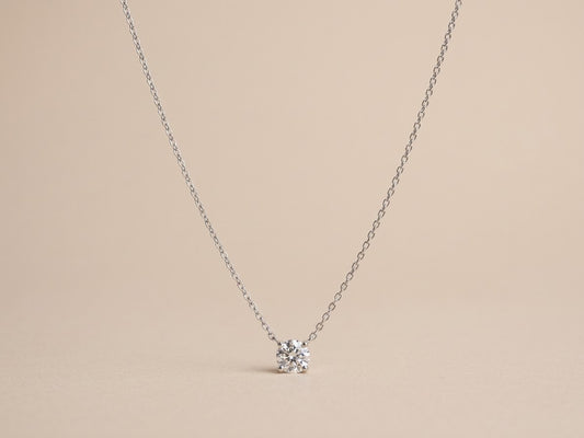 925 Sterling Silver Solitaire Necklace with 5mm Moissanite