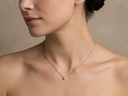 925 Sterling Silver Solitaire Necklace with 5mm Moissanite