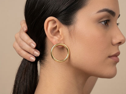 Brinco Frontal Tubular Banhado a Ouro 18k