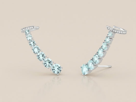 Ear Cuff 7 Zircônias - Prata 925